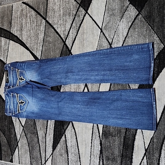 ROCK REVIVAL CHARLOTTE BLACK SEQUINS RHINESTONES EASY-FIT BOOT-LEG DENIM JEAN - Picture 10 of 16